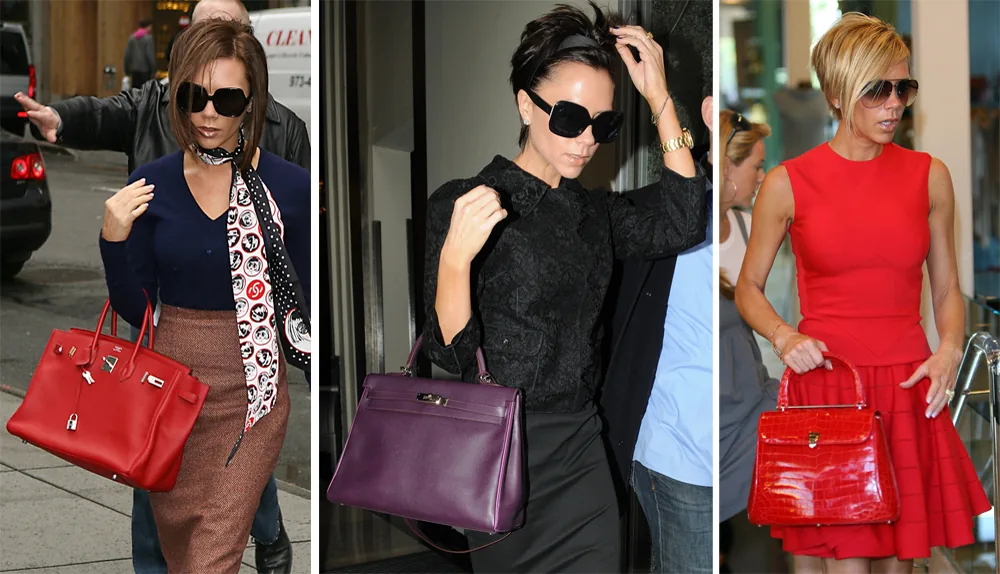 Reference image illustrating Victoria Beckham's Handbag Collection: A Complete Tour of Hermès Birkins, Kellys & Designer Bags