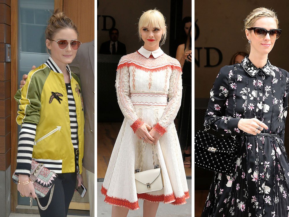 Reference image illustrating Celebrities Arrive at Valentino Resort 2018 Show with Coveted Handbags