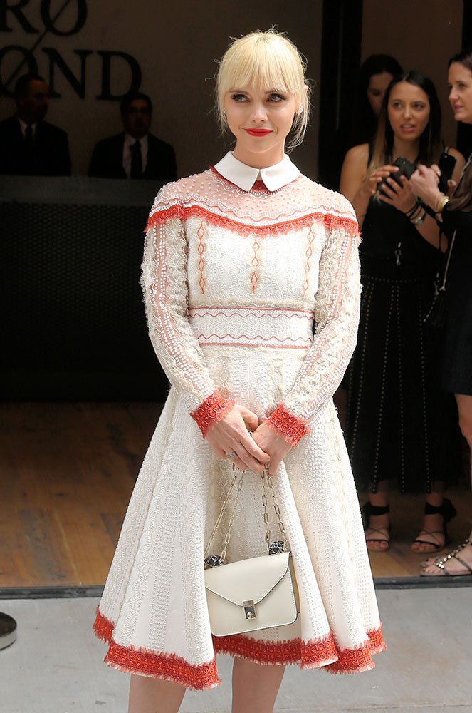 Reference image illustrating Celebrities Arrive at Valentino Resort 2018 Show with Coveted Handbags