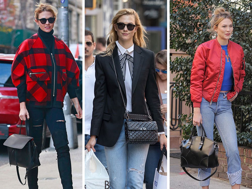 Reference image illustrating Karlie Kloss’s Favorite Black Designer Bags: Chanel, Valentino, and More