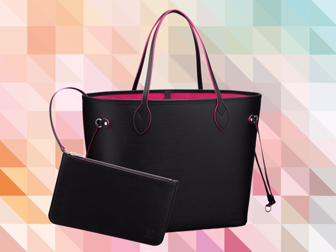 Reference image illustrating Louis Vuitton Neverfull MM in Contrast Epi Leather: A Fresh Take on a Classic Tote