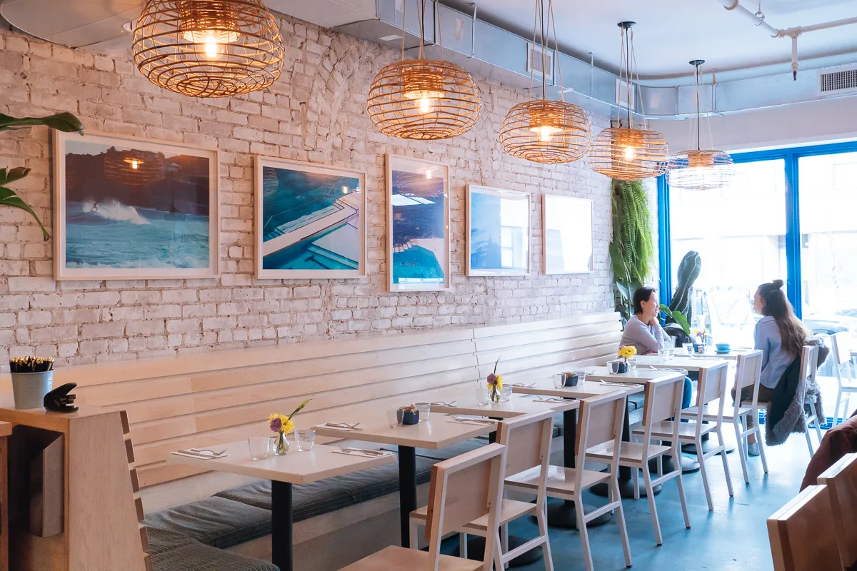 Reference image illustrating PurseBlog Eats: Inside Two Hands Restaurant & Bar in TriBeCa – A Stylish Breakfast Date Spot