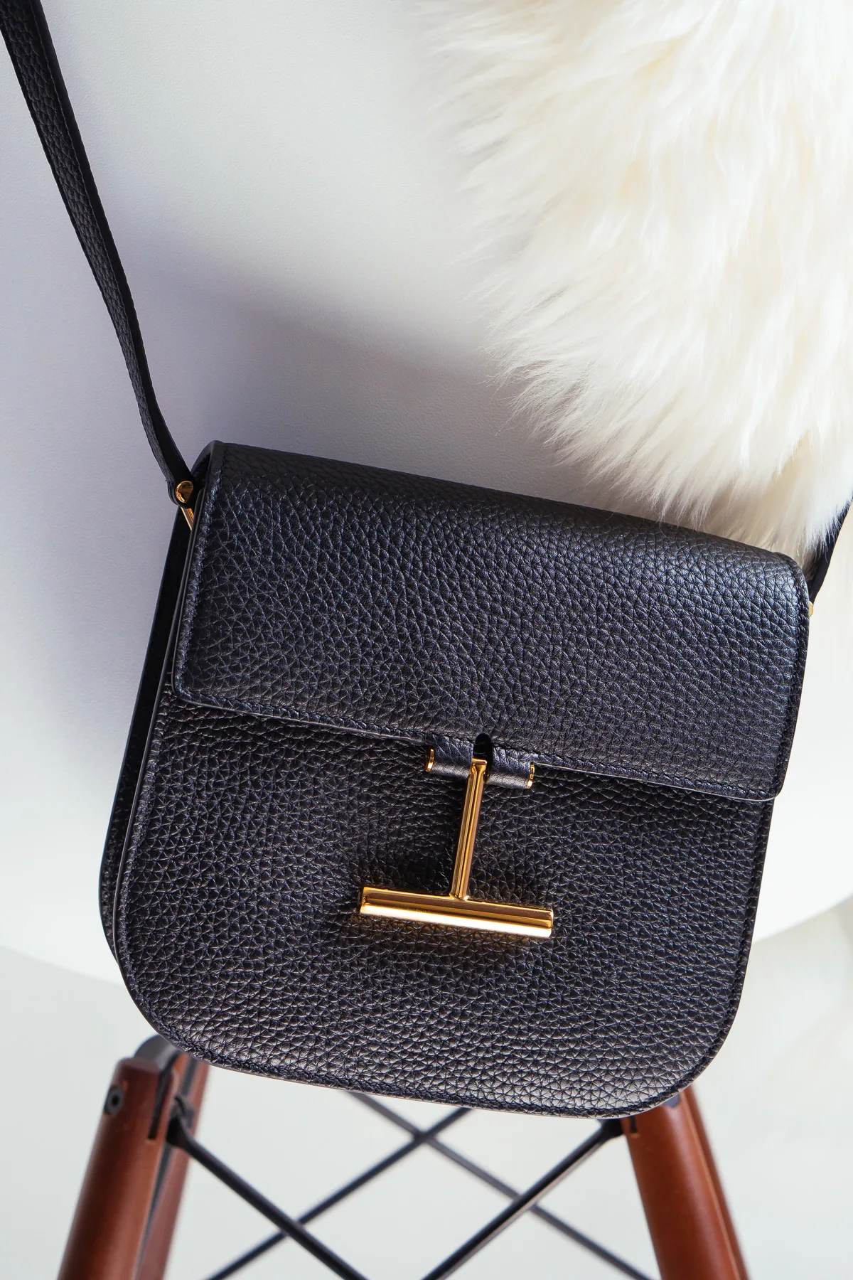 Reference image illustrating Tom Ford Tara Crossbody Bag Review: Two Sizes in Grain Calf Leather