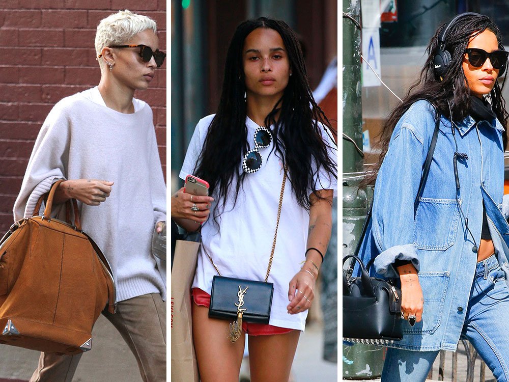 Reference image illustrating Zoë Kravitz’s Designer Handbag Collection: Grunge Meets Luxury Street Style
