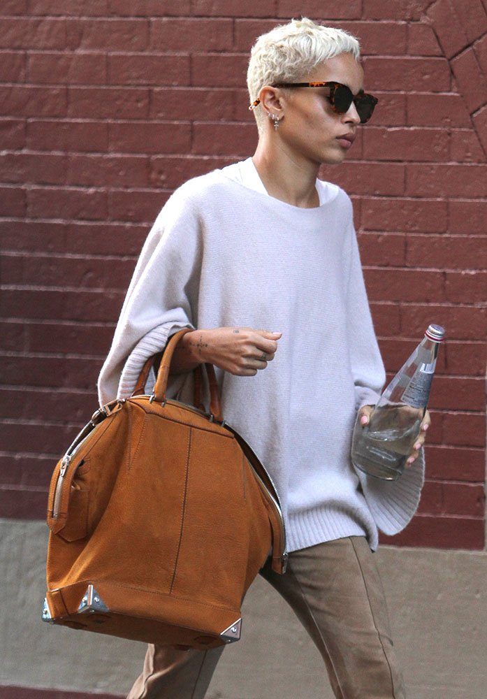 Reference image illustrating Zoë Kravitz’s Designer Handbag Collection: Grunge Meets Luxury Street Style