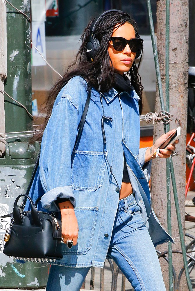 Reference image illustrating Zoë Kravitz’s Designer Handbag Collection: Grunge Meets Luxury Street Style