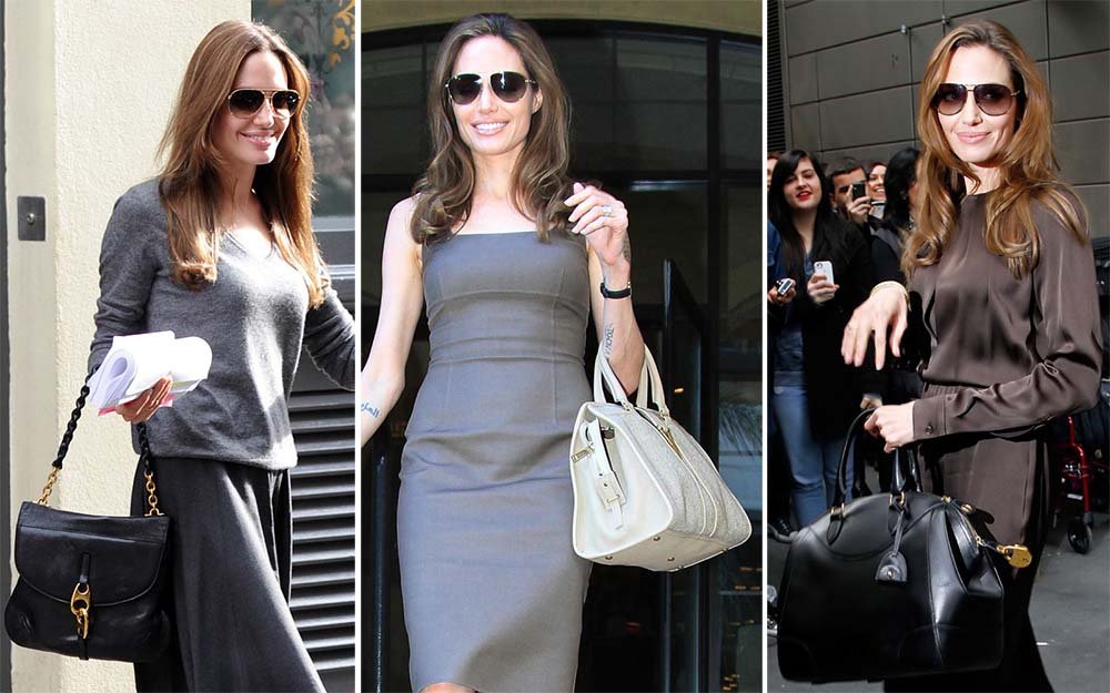 Reference image illustrating Angelina Jolie's Handbag Collection: Understated Luxury and Designer Favorites