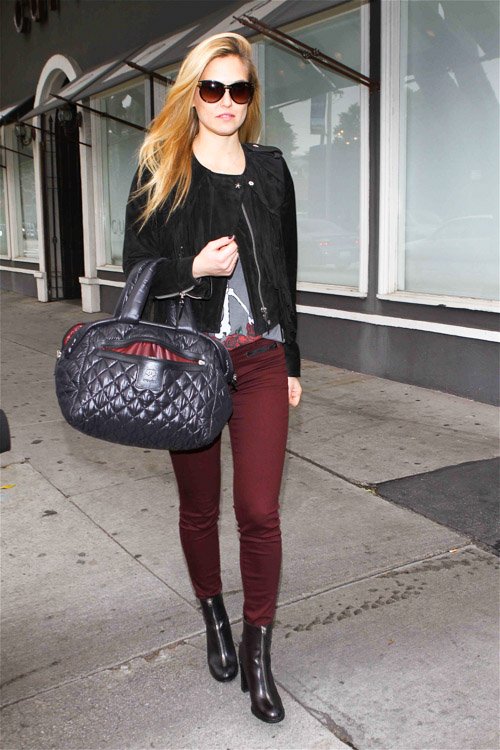 Reference image illustrating Bar Rafaeli Spotted with a Rare Chanel Coco Cocoon Puffed Lambskin Satchel on Robertson Boulevard