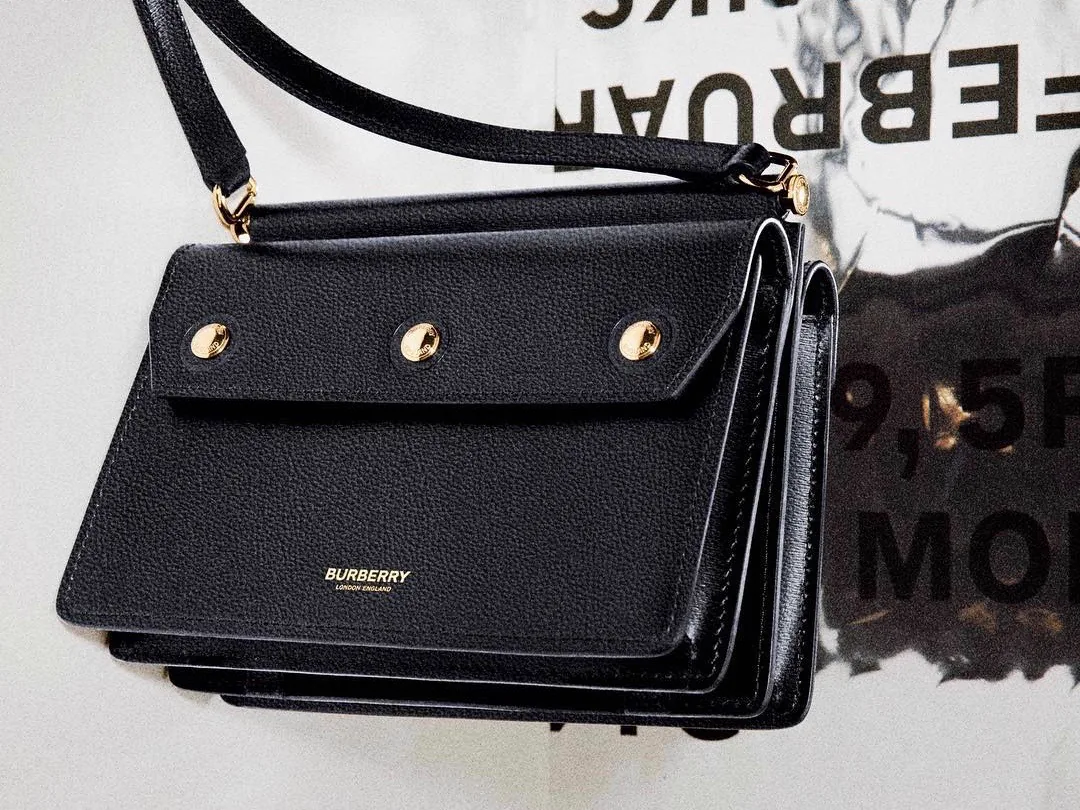 Reference image illustrating Burberry B-Series February 2019 Drop: The Title Bag in Black Textured Leather