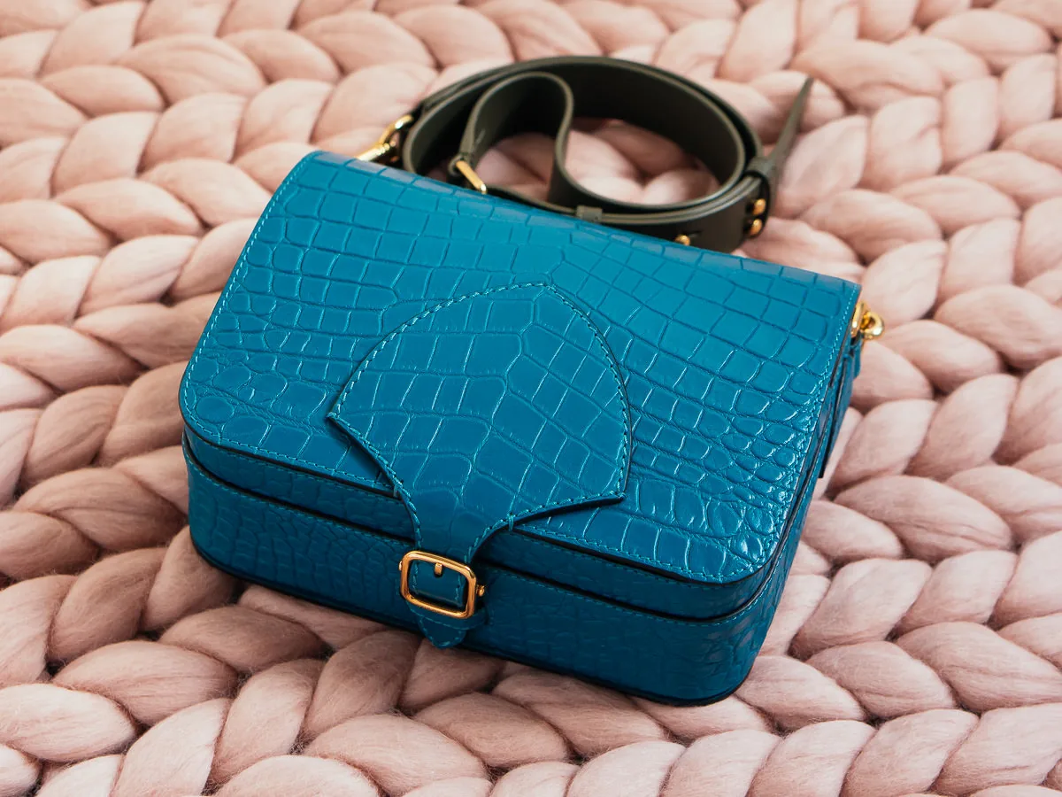 Reference image illustrating Burberry Square Satchel Review: Alligator Craftsmanship and Everyday Function