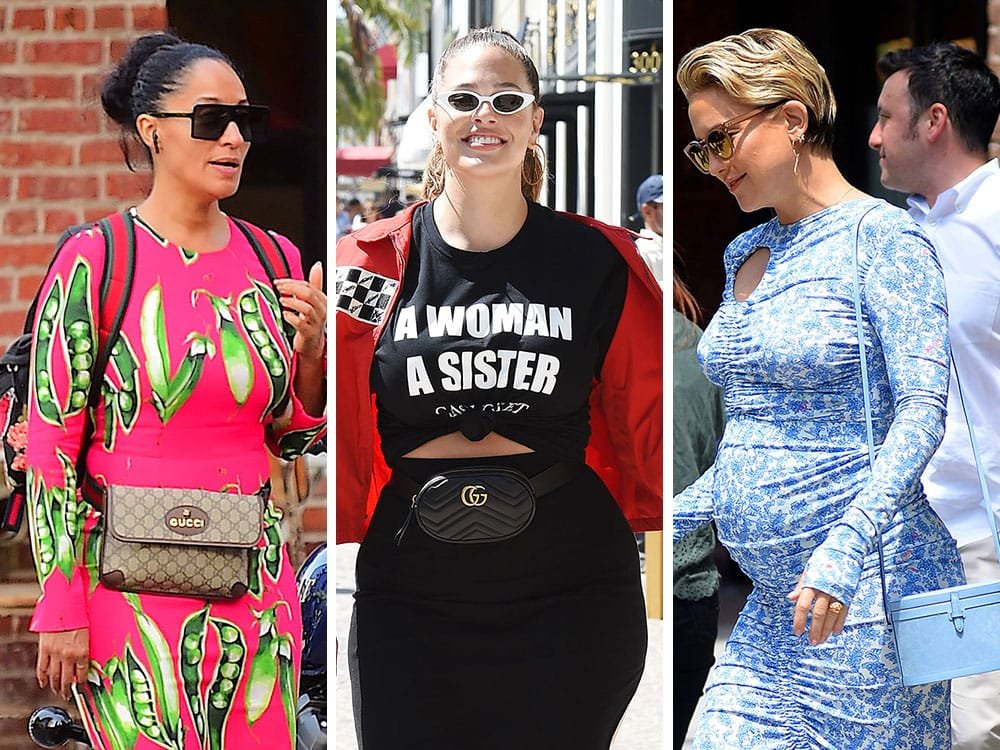 Reference image illustrating Celebrities Hit the Road with Gucci Marmont, Mark Cross Dorothy, and Tod’s Sella Bags