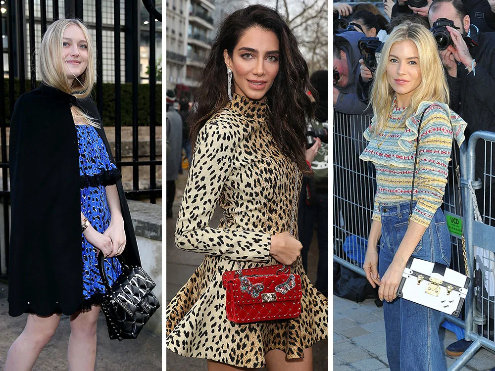 Reference image illustrating Celebrity Handbag Moments from Paris Fashion Week Fall 2018: Louis Vuitton, Dior & Valentino