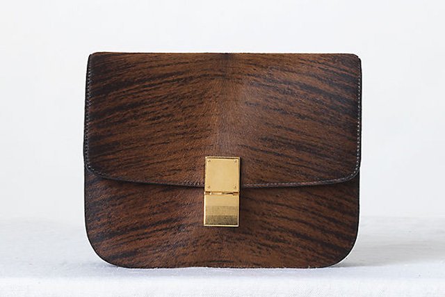 Reference image illustrating Celine Fall 2013 Handbag Collection: Wood-Grain Box Bags, Patent Luggage Totes & More