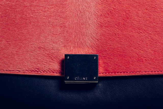Reference image illustrating Celine Trapeze Bag Review: Flamingo Calf Hair and Black Leather Edition