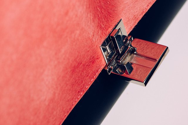 Reference image illustrating Celine Trapeze Bag Review: Flamingo Calf Hair and Black Leather Edition