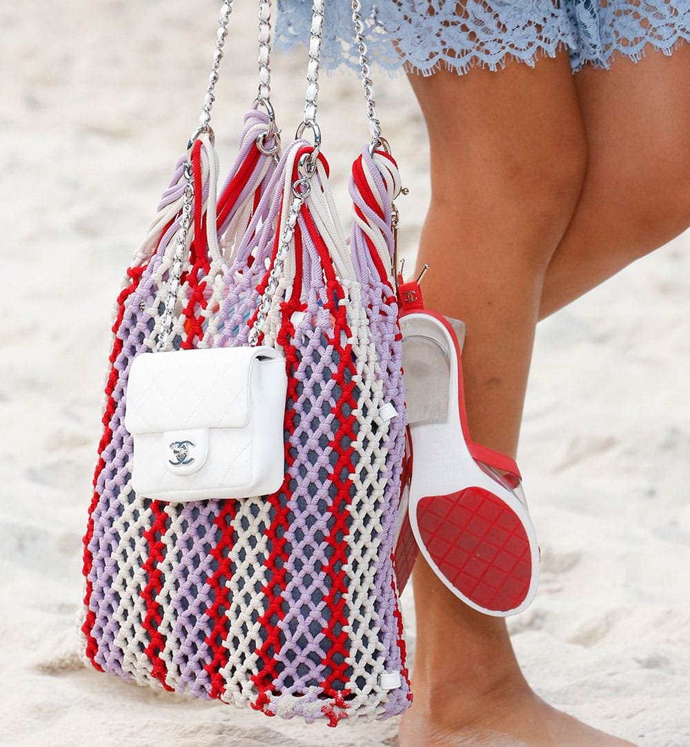 Reference image illustrating Chanel Spring 2019 Beach Collection: Terrycloth Flap Bags, Wicker Vanity Cases & Beach Ball Minaudières