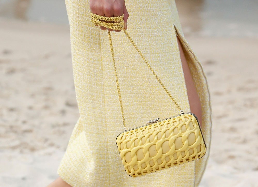 Reference image illustrating Chanel Spring 2019 Beach Collection: Terrycloth Flap Bags, Wicker Vanity Cases & Beach Ball Minaudières