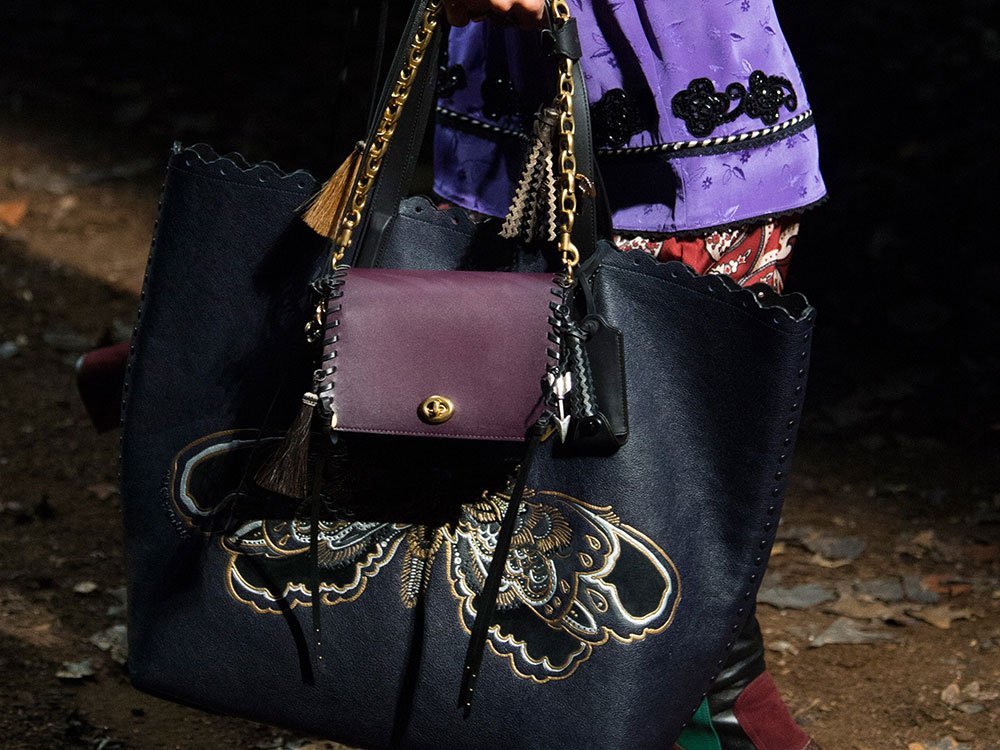 Reference image illustrating Coach Fall 2018 Handbags Embrace Moody Tones and Dark Accessories Trends