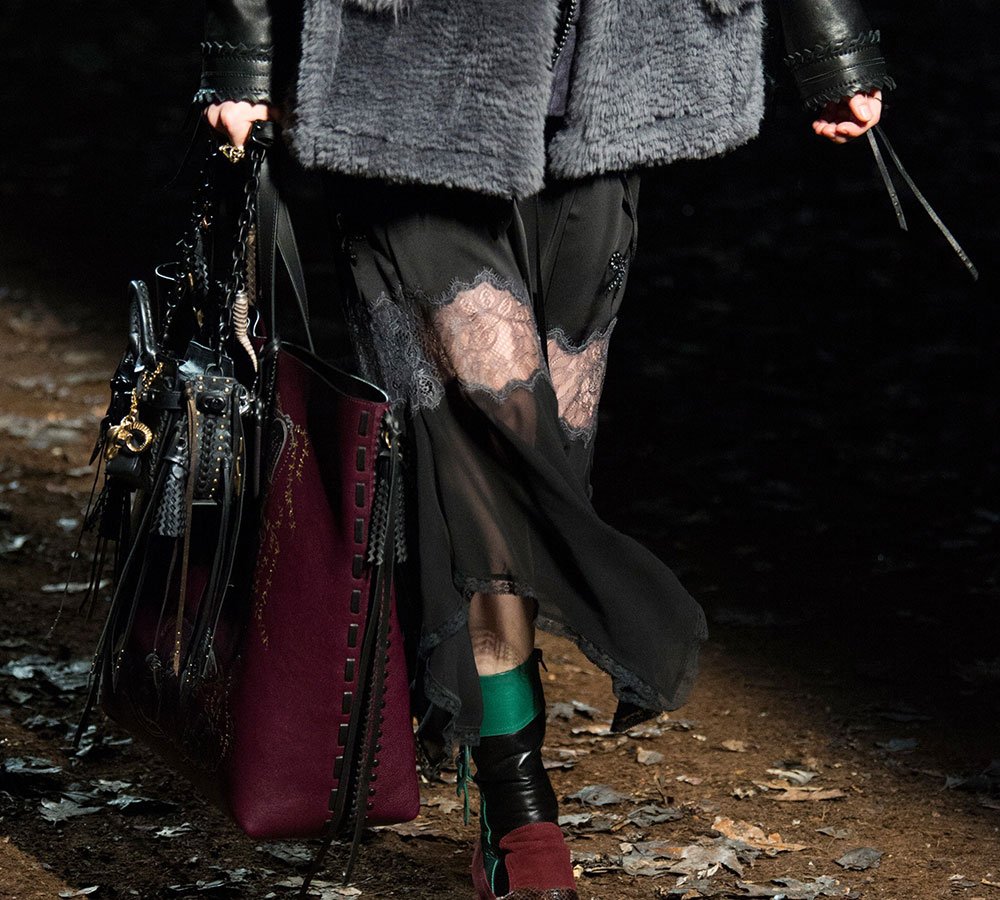 Reference image illustrating Coach Fall 2018 Handbags Embrace Moody Tones and Dark Accessories Trends