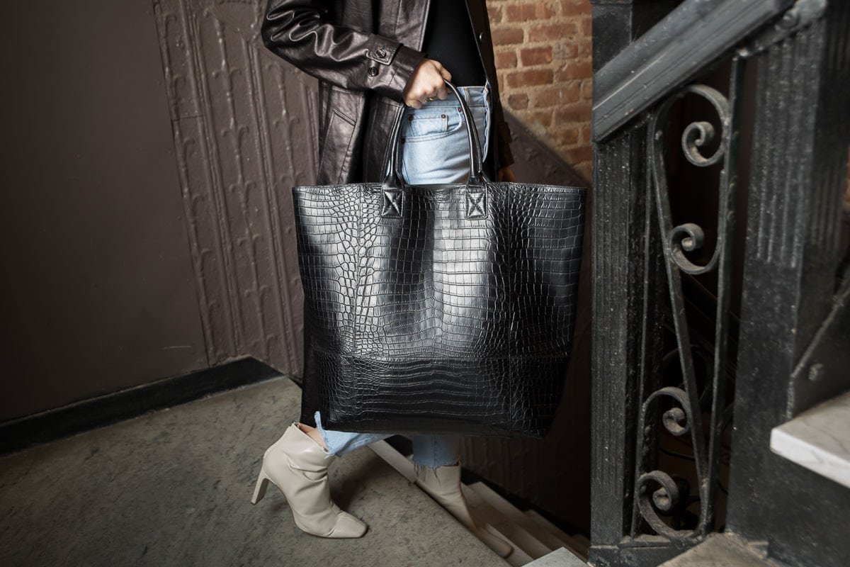 Reference image illustrating Daniel Lee’s First Bottega Veneta Bags: The Pouch and Maxi Cabat for Spring 2019