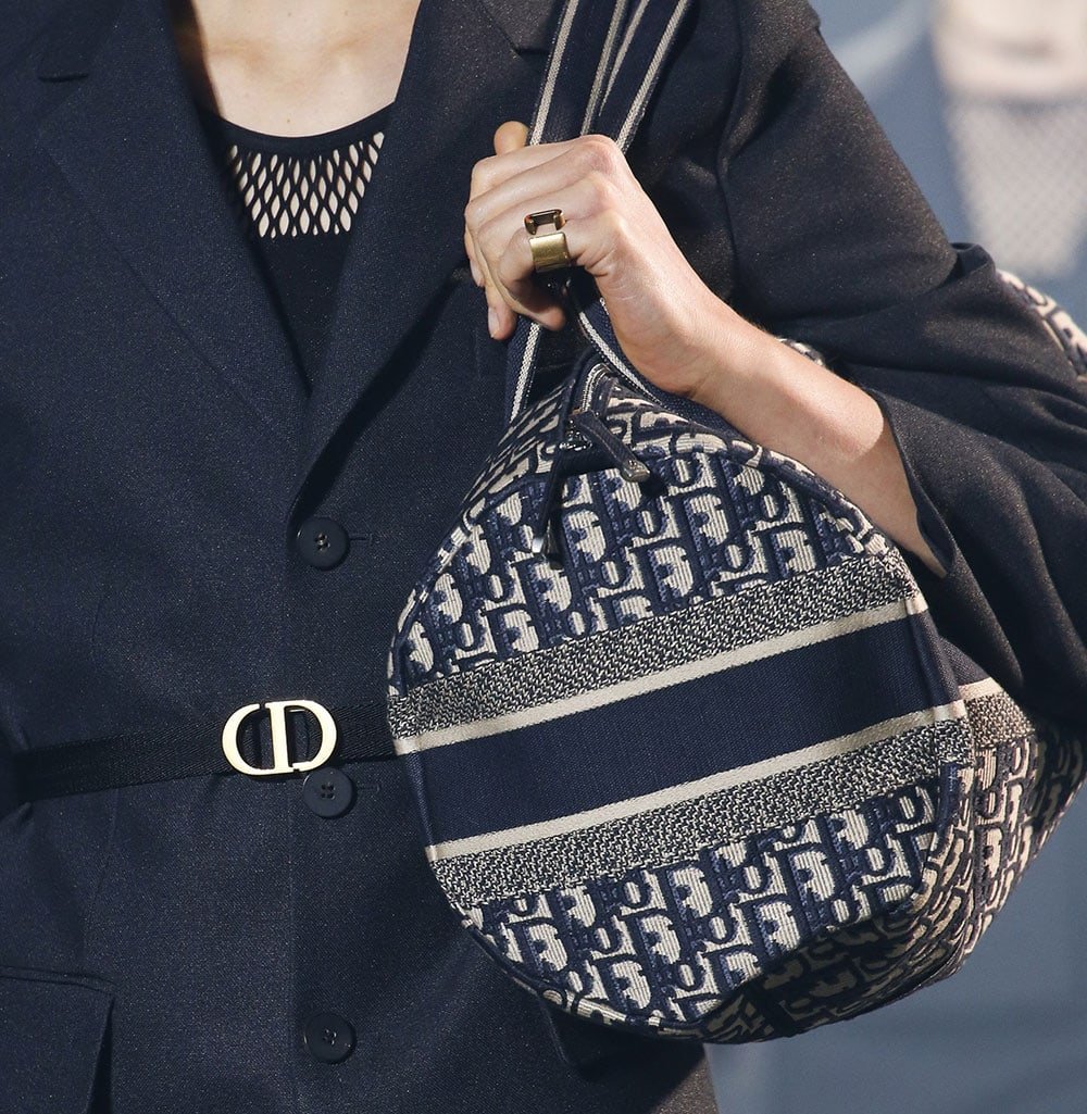 Reference image illustrating Dior Spring 2019 Handbags: Fabric Takes Center Stage with Logo Jacquard and Saddle Belt Bags