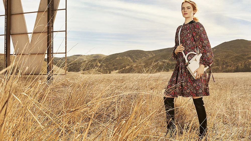 Reference image illustrating Emma Stone Stars in Louis Vuitton’s Capucines Bag Campaign: A Desert Dream