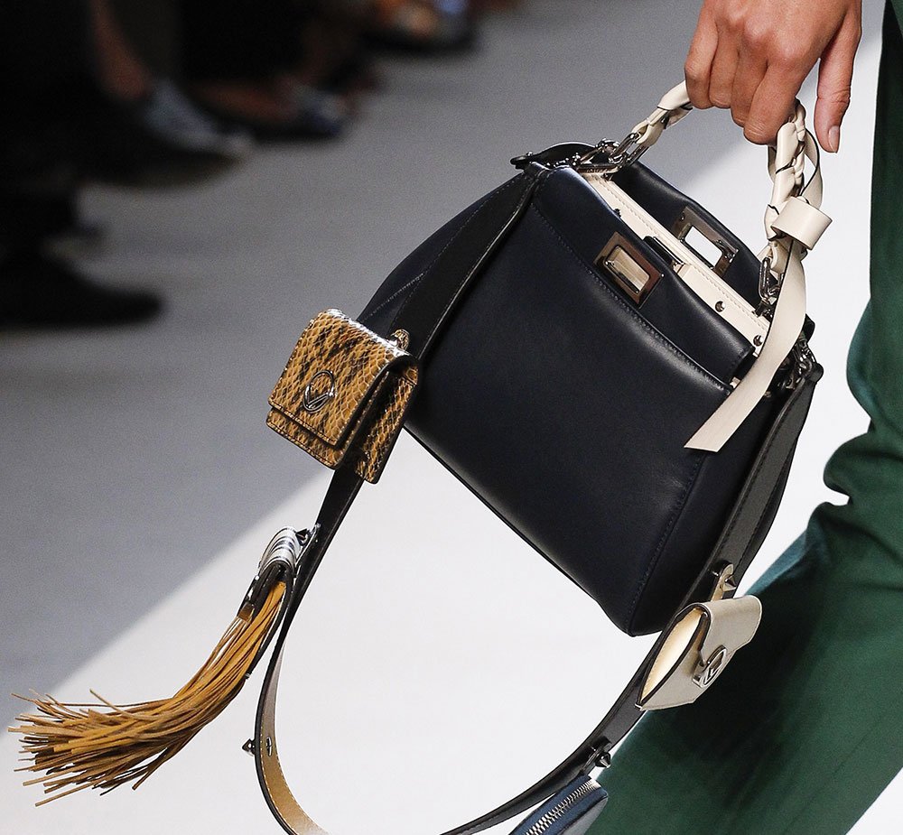 Reference image illustrating Fendi Spring 2018 Handbags: Plaid, Logo Prints, and New Silhouettes for the Peekaboo and Kan I