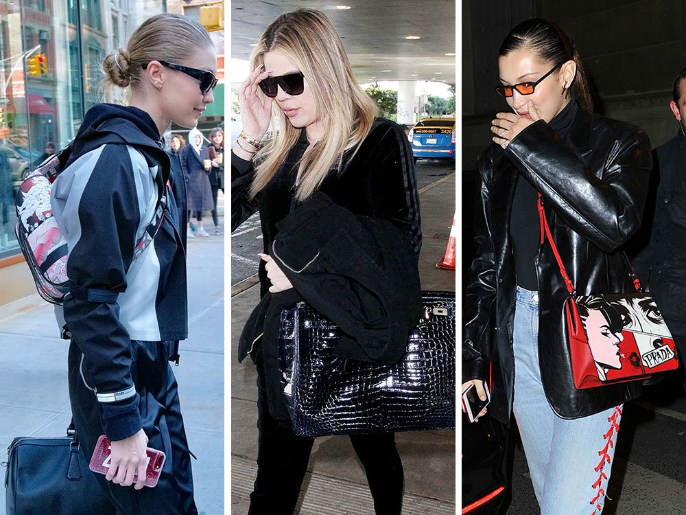 Reference image illustrating Gigi and Bella Hadid Carry Prada Spring 2018 Bags: Celebrity Street Style Roundup