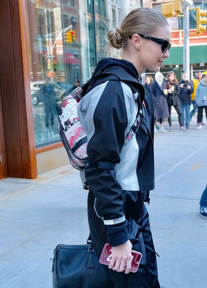 Reference image illustrating Gigi and Bella Hadid Carry Prada Spring 2018 Bags: Celebrity Street Style Roundup