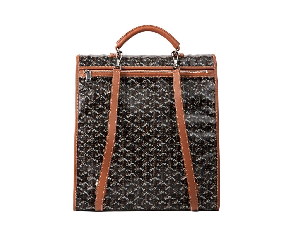 Reference image illustrating Goyard Saint-Leger Bag Review: A Convertible Backpack in Classic Goyardine Canvas