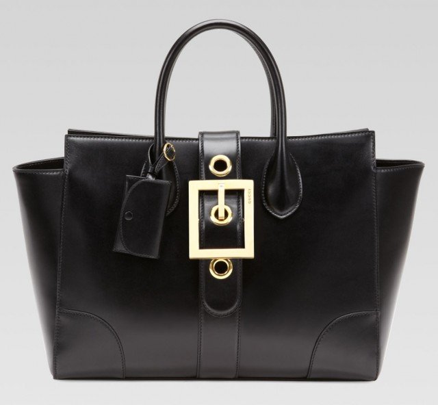 Reference image illustrating Gucci Fall 2013: Bold Lady Buckle Hardware and Jaguar Print Handbags
