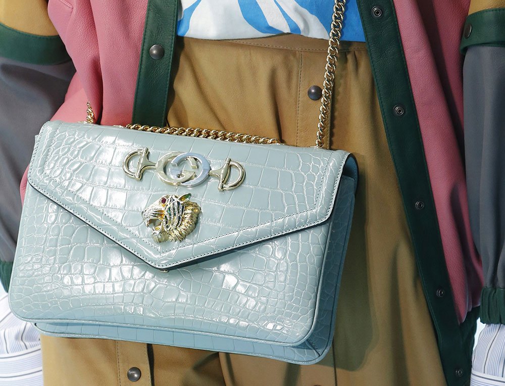 Reference image illustrating Gucci Fall 2018 Bags: Runway First Look at Flap Bags, Basketball Shapes & Nylon Backpacks
