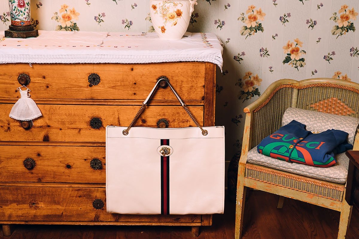 Reference image illustrating Gucci Rajah Tote Review: A Slim, Sleek Everyday Bag with Tiger-Head Detail