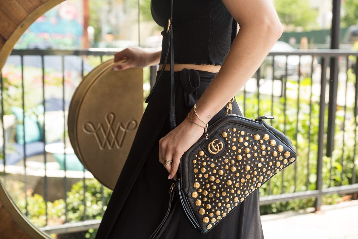 Reference image illustrating Gucci Small RE(BELLE) Crossbody Bag Review: Studded Leather Meets Compact Luxury
