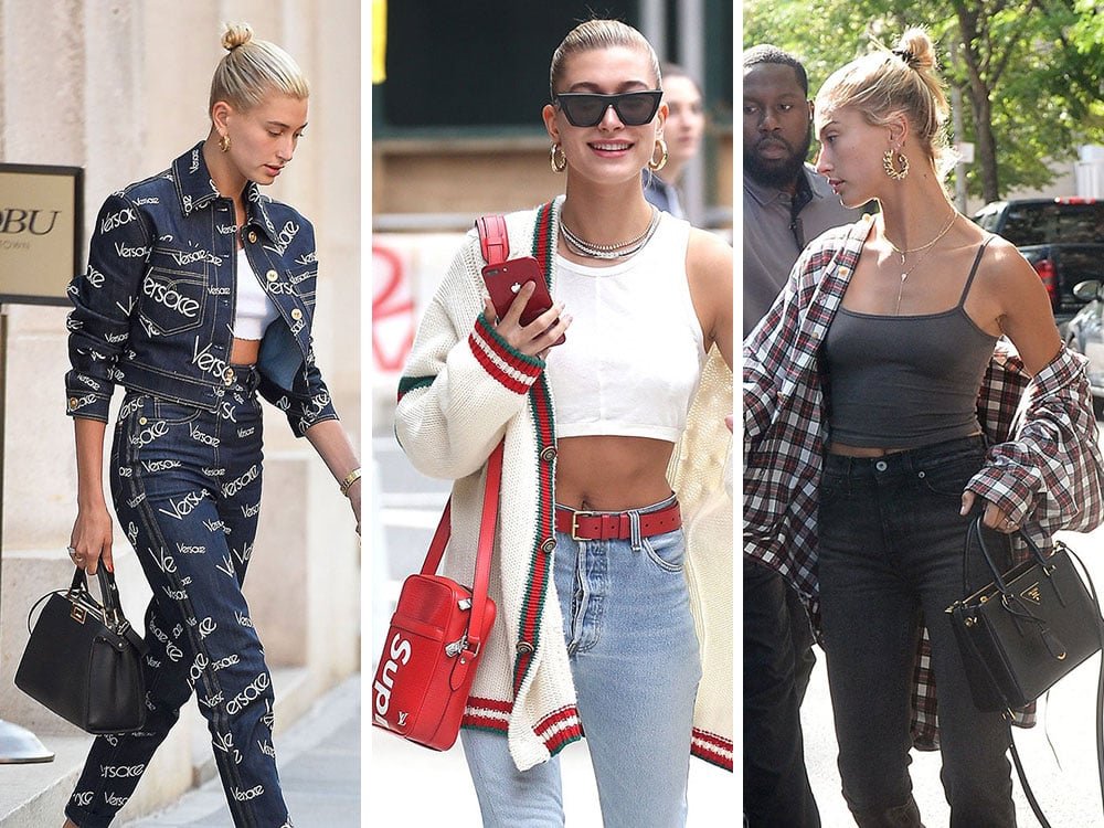 Reference image illustrating Hailey Baldwin’s Designer Bag Collection: A Black-Bag Era of Luxury Favorites