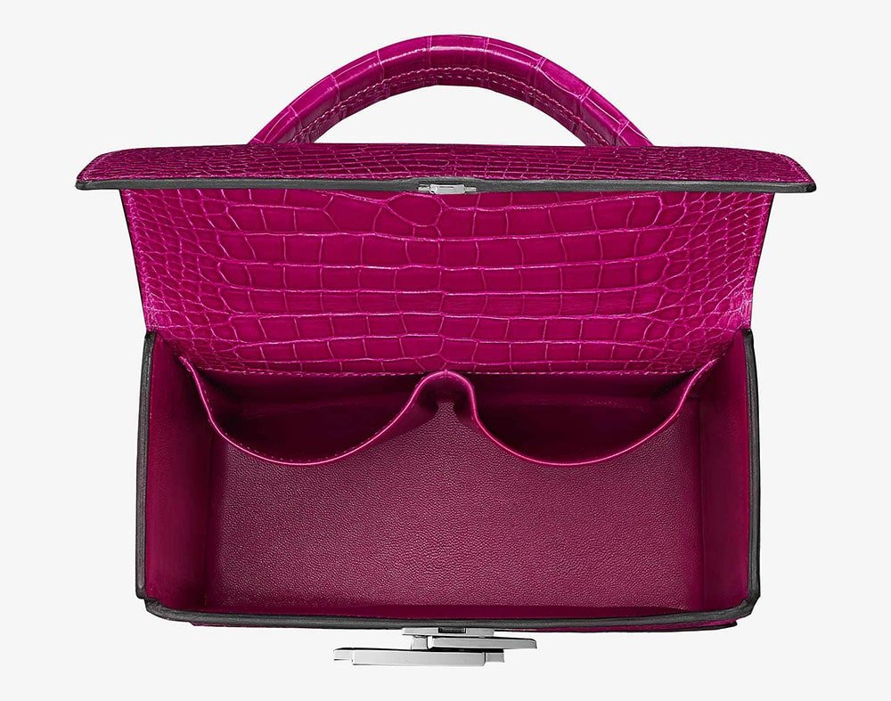 Reference image illustrating Hermès Cinhetic Top Handle Bag Debuts Online in Exquisite Alligator Leather