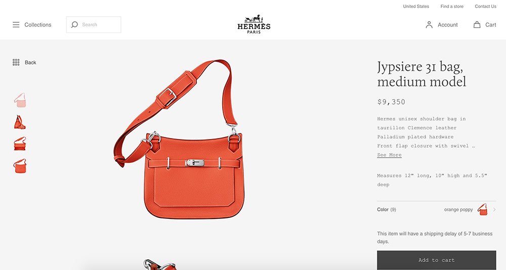 Reference image illustrating Hermès Redesigns Its Online Store: More Handbag Photos, Pricing, and Inventory Than Ever Before