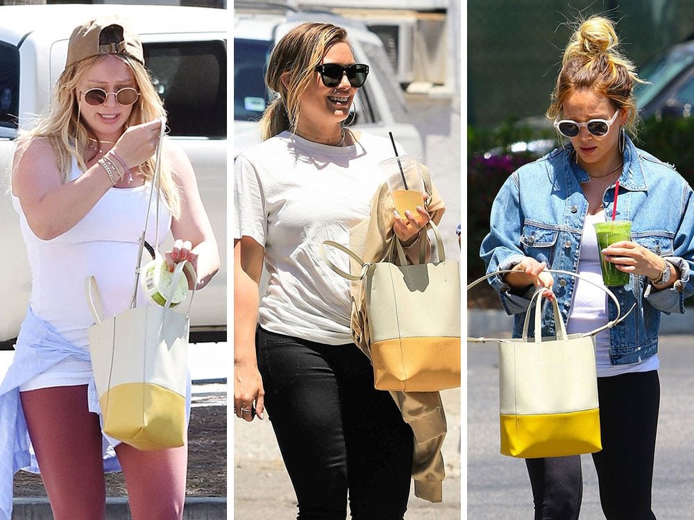 Reference image illustrating Hilary Duff’s Go-To Summer Bag: The Céline Small Cabas Tote in Bicolor