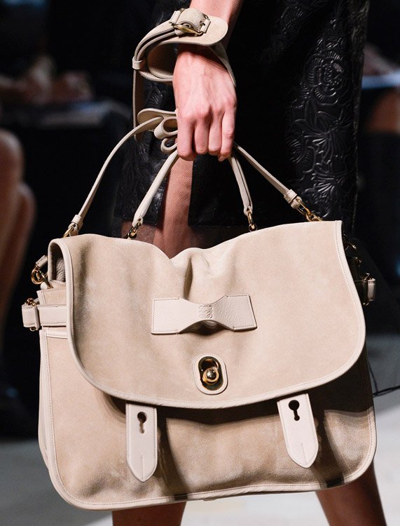 Reference image illustrating Loewe Spring 2013 Handbags: Safari-Inspired Leather & Suede Bags from the Runway