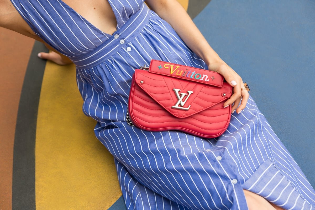 Reference image illustrating Louis Vuitton New Wave Chain Bag Review: MM vs PM Sizes, Leather, and Rainbow Details