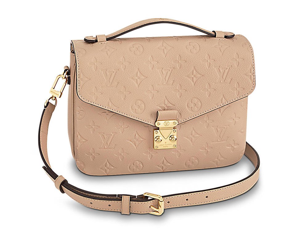 Reference image illustrating Louis Vuitton Pochette Métis Expands: New Papyrus, Pink, and Black Empreinte Leather Options