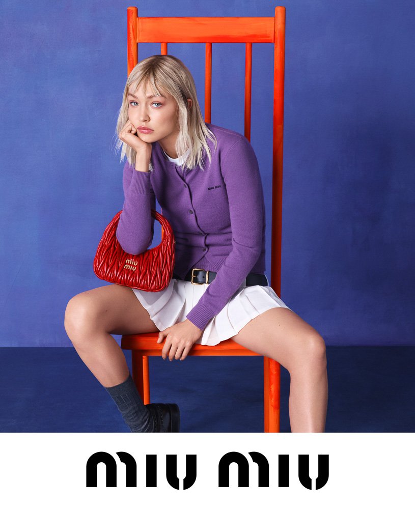 Reference image illustrating Miu Miu Arcadie Bag: Gigi Hadid Stars in the New Matelassé Campaign