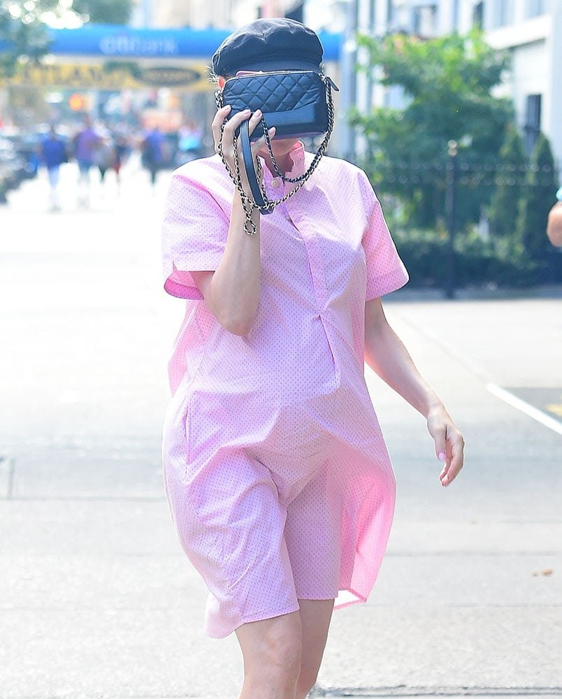 Reference image illustrating NYFW Street Style: Celebs Carry Stalvey, Chanel, and Givenchy Bags While Shopping in NYC