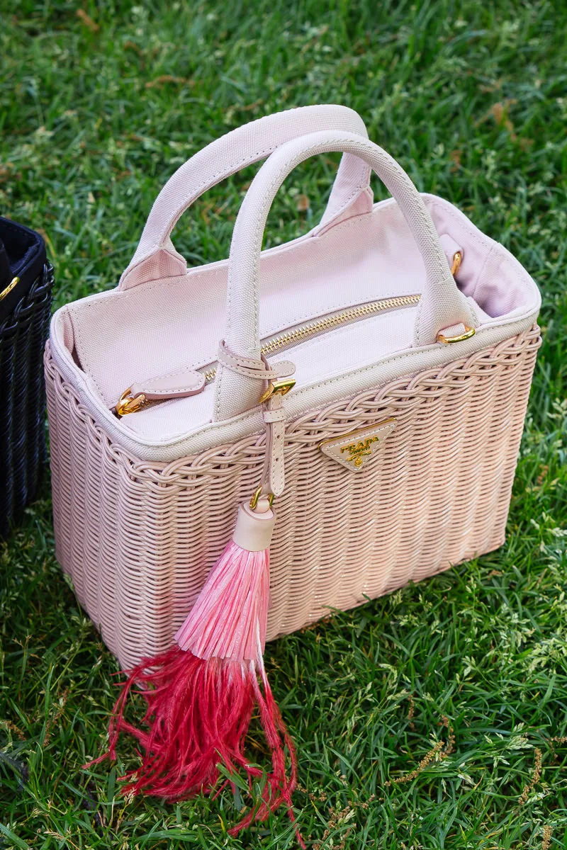 Reference image illustrating Prada Midollino Wicker Tote Review: The Perfect Summer Straw Bag for Every Style