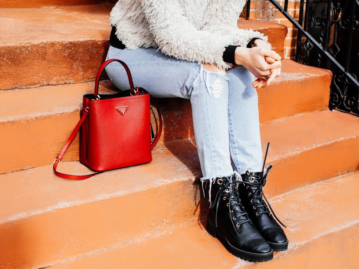 Reference image illustrating Prada Saffiano Double Bucket Bag Review: A Fresh Take on a Classic Silhouette