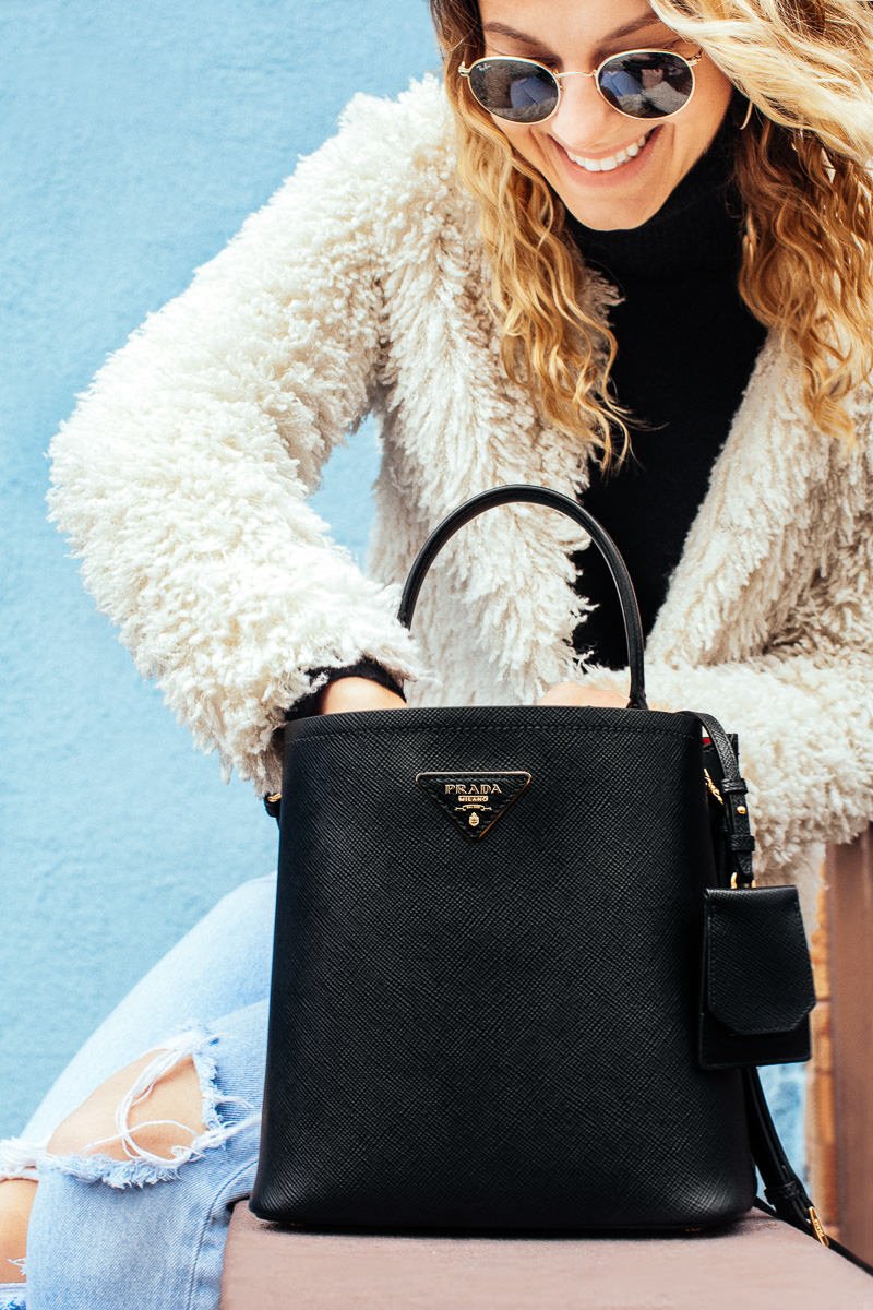 Reference image illustrating Prada Saffiano Double Bucket Bag Review: A Fresh Take on a Classic Silhouette