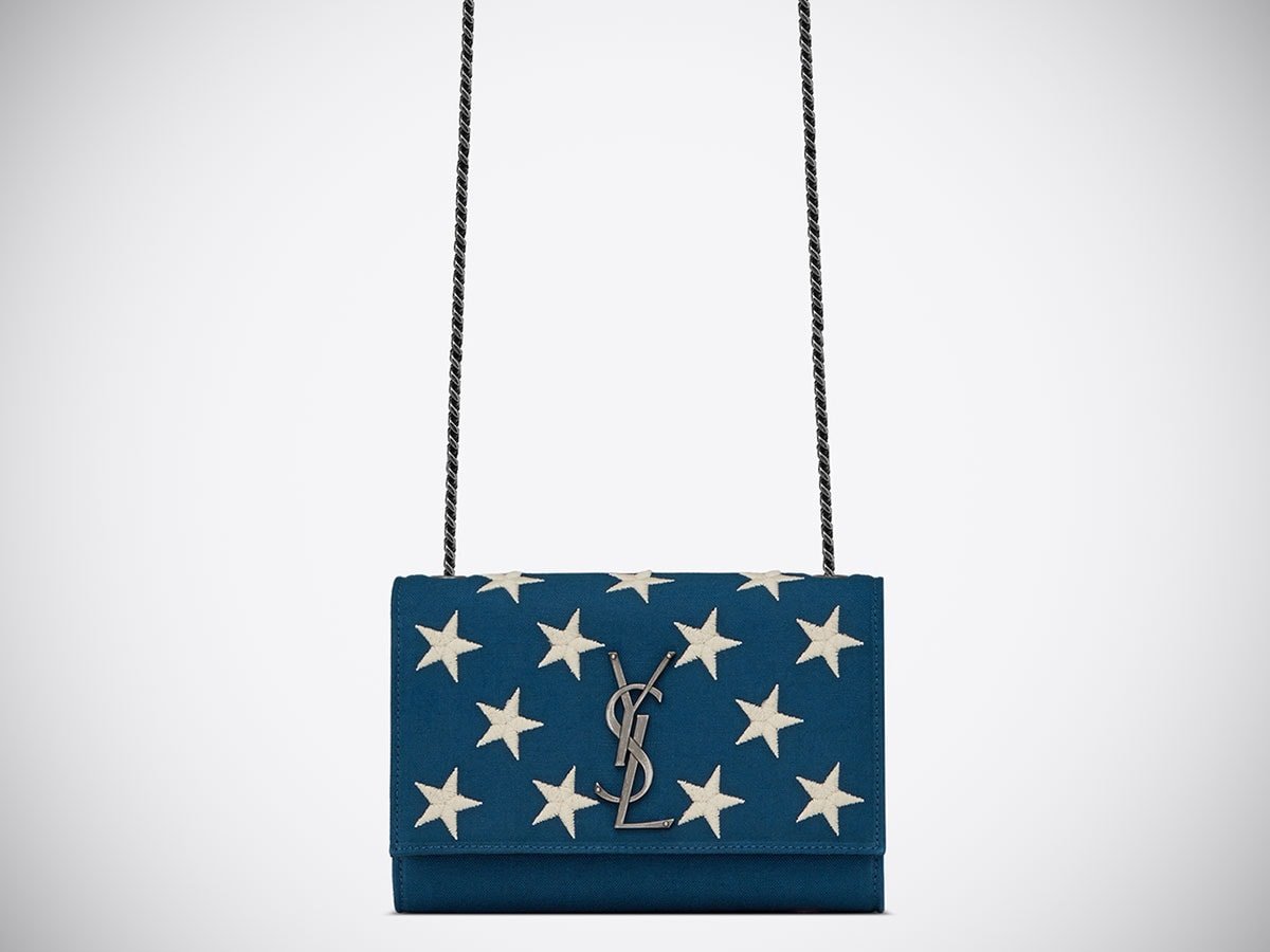 Reference image illustrating Saint Laurent’s Americana Collection: The Kate and College Bags Reimagined with Patriotic Flair