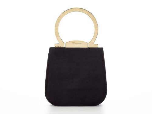 Salvatore Ferragamo Creations Black Satin Pochette: A Gancini Icon Spotted on Naomi Watts thumbnail