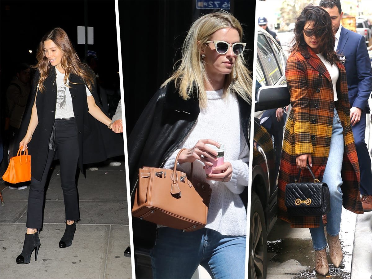 Reference image illustrating Spring Winds and Designer Bags: How Celebrities Are Styling Versace, Goyard, and Hermès