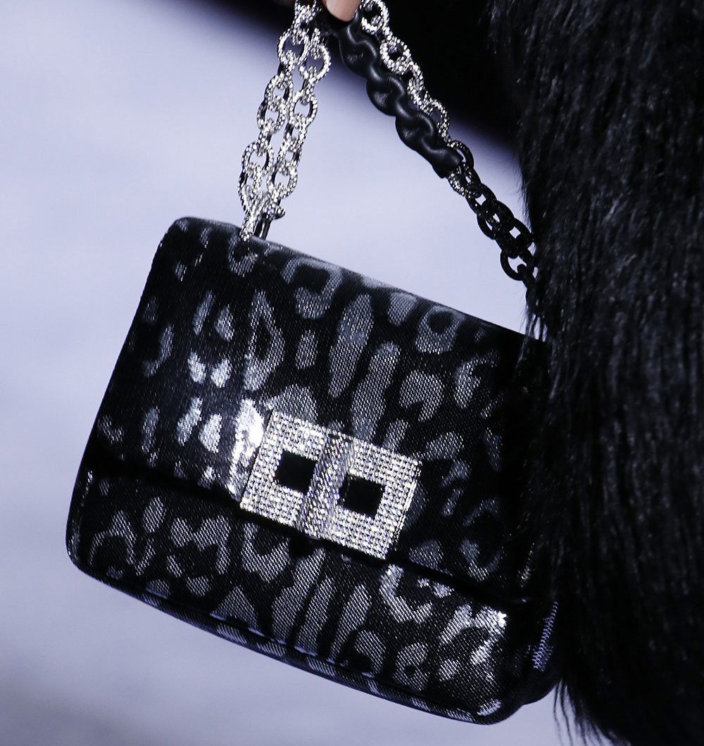 Reference image illustrating Tom Ford Goes All In on Animal Print and Rhinestones for His Fall 2018 Runway Bags
